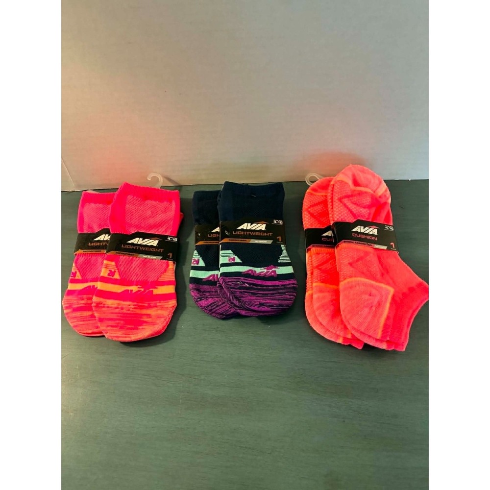 Avia Womens No Show Socks 6 Pair Mixed Neon Cushion Lightweight Size 4-10 NWT